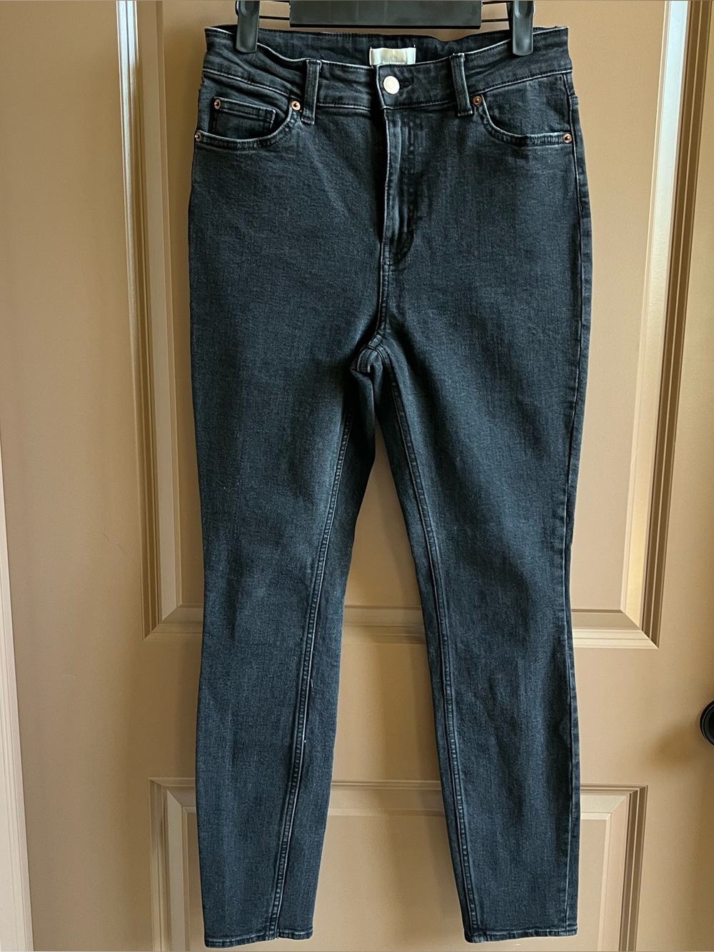H&M Stretch High Rise Skinny Jeans Black Wash Size 8